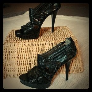 Black leather heels